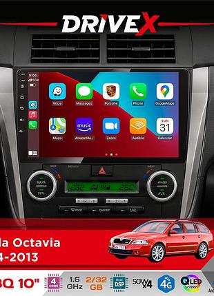 Штатная магнитола для skoda octavia 2004-2013 drivex un8 qled 10" android 4-х32гб 4x45w беспроводной carplay и androidauto