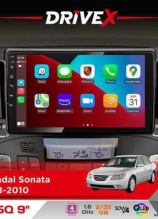 Штатная магнитола для hyundai sonata 2008-2010 drivex un5 qled 9" android 4-ядерный 2+32гб 4x45w беспроводной carplay и androidauto