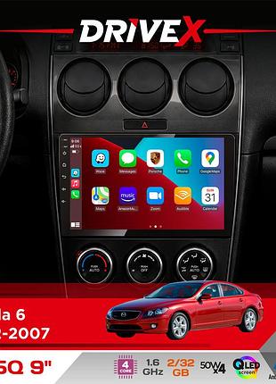 Штатная магнитола для mazda 6 2002-2007 drivex un5 qled 9" android 4-ядерный 2+32гб 4x45w беспроводной carplay и androidauto
