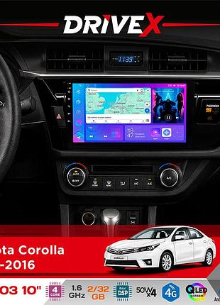 Штатна магнітола для toyota corolla 2013-2016 drivex a-1003 qled 10" android 2+32гб 4-ядерний 4x50w(tda7851) бездротовий carplay