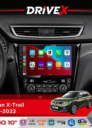 Штатна магнітола для nissan x-trail 2014-2022 drivex un8 qled 10" android 4-ядерний 2x32гб 4x45w бездротовий carplay та