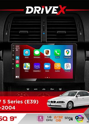 Штатная магнитола для bmw 5 series (e39) 1995-2004 drivex un5 qled 9" android 4-ядерный 2+32гб 4x45w беспроводной carplay и