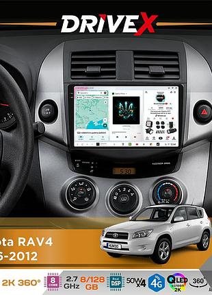 Штатна магнітола для toyota rav4 2006-2012 drivex s7+ 2k qled 9" android 8-ядерний 2.7ггц 8x128гб sim-картка 3g/4g ak7808 ab 4x50w