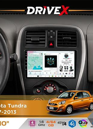 Штатна магнітола для toyota tundra 2007-2013 drivex s3 qled 10" android 8-ядерний 1.6ггц 4x64гб sim-картка 3g/4g 7388 4x45w asp