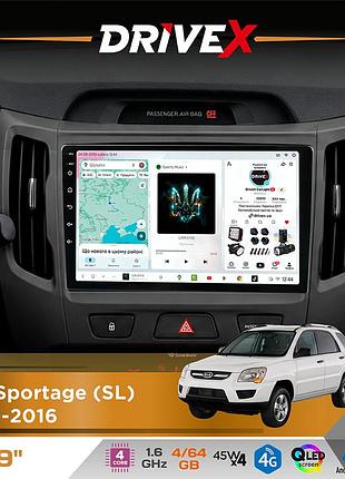 Штатна магнітола для kia sportage (sl) 2010-2016 drivex s3 qled 9" android 8-ядерний 1.6ггц 4x64гб sim-картка 3g/4g 7388 4x45w asp