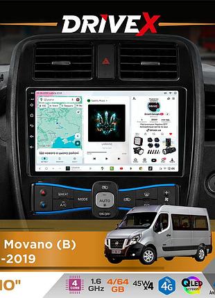 Штатна магнітола для renault master 2010-2019 drivex s3 qled 10" android 8-ядерний 1.6ггц 4x64гб sim-картка 3g/4g 7388 4x45w asp
