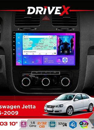 Штатная магнитола для volkswagen jetta 2005-2009 drivex a-1003 qled 10" android 2+32гб 4-ядерный 4x50w(tda7851) беспроводной carplay