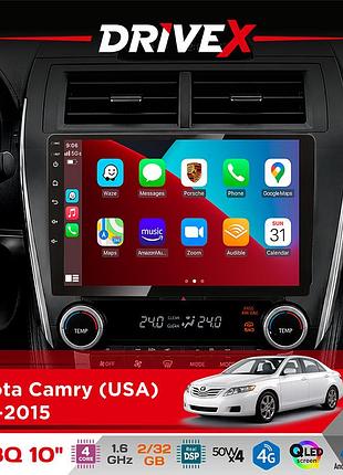 Штатна магнітола для toyota camry (usa) 2011-2015 drivex un8 qled 10" android 4-ядерний 2x32гб 4x45w бездротовий carplay та