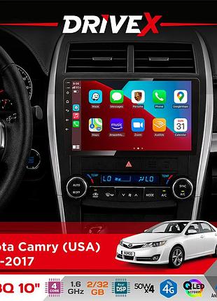 Штатная магнитола для toyota camry (usa) 2015-2017 drivex un8 qled 10" android 4-ядерный 2x32гб 4x45w беспроводной carplay и