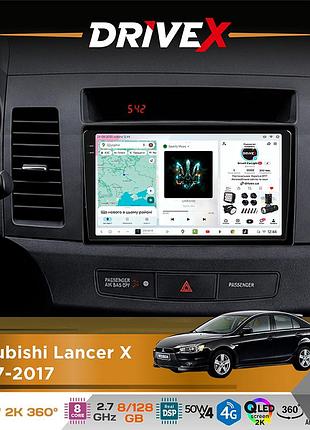 Штатна магнітола для mitsubishi lancer x 2007-2017 drivex s7+ 2k qled 10" android 8-ядерний 2.7ггц 8x128гб sim-картка 3g/4g ak7808
