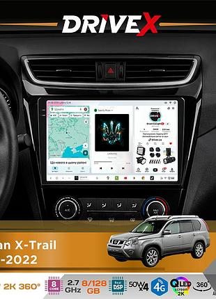 Штатна магнітола для nissan x-trail 2014-2022 drivex s7+ 2k qled 10" android 8-ядерний 2.7ггц 8x128гб sim-картка 3g/4g ak7808 ab