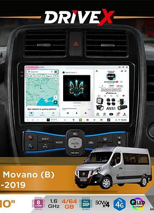 Штатная магнитола для renault master 2010-2019 drivex s4 qled 10" android 8-ядерный 1.6ггц 4x64гб sim-карта 3g/4g tda7851 4x50w