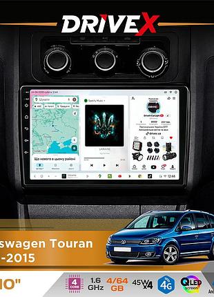 Штатная магнитола для volkswagen touran 2010-2015 drivex s3 qled 10" android 8-ядерный 1.6ггц 4x64гб sim-карта 3g/4g 7388 4x45w