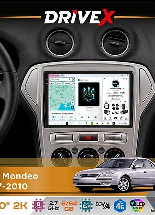 Штатна магнітола для ford mondeo 2007-2010 drivex s7 2k qled 10" android 8-ядерний 2.7ггц 6x64гб sim-картка 3g/4g ak7808 ab 4x50w