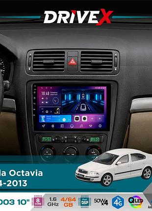 Штатна магнітола для skoda octavia 2004-2013 drivex se-1003 qled 10" android 8-ядерний 4+64гб sim-картка 3g/4g dsp 4x50w(tda7851)