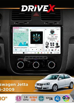 Штатна магнітола для volkswagen jetta 2005-2009 drivex s4 qled 10" android 8-ядерний 1.6ггц 4x64гб sim-картка 3g/4g tda7851 4x50w