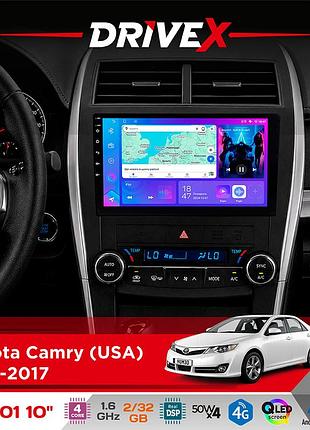 Штатная магнитола для toyota camry (usa) 2015-2017 drivex a-1001 10" android 4-ядерный 2+32гб 4x45w беспроводной carplay и