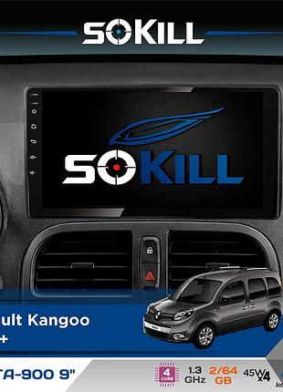 Штатная магнитола для renault kangoo 2013+ sokill delta-900 9" android 4-ядерный 2+64гб 4x45w беспроводной carplay и androidauto