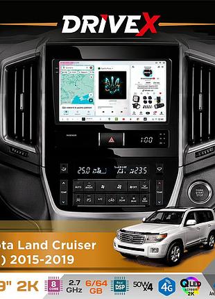 Штатна магнітола для toyota land cruiser (200) 2015-2019 drivex s7 2k qled 9" android 8-ядерний 2.7ггц 6x64гб sim-картка 3g/4g