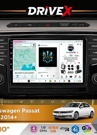 Штатная магнитола для volkswagen passat (b8) 2014+ drivex s3 qled 10" android 8-ядерный 1.6гц 4x64гб sim-карта 3g/4g 7388 4x45w