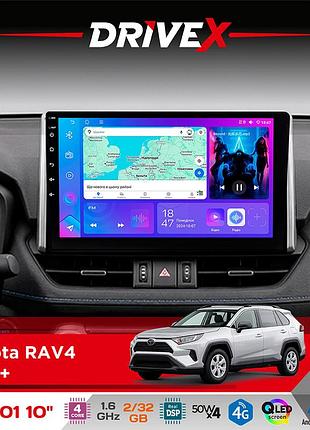 Штатна магнітола для toyota rav4 2019+ drivex a-1001 10" android 4-ядерний 2+32гб 4x45w бездротовий carplay та androidauto