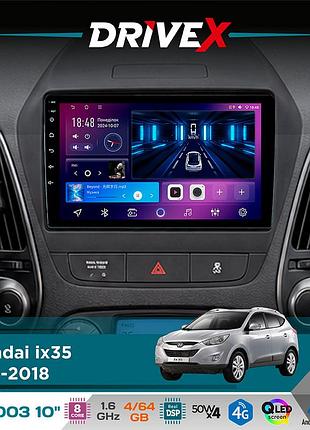 Штатна магнітола для hyundai ix35 2010-2018 drivex se-1003 qled 10" android 8-ядерний 4+64гб sim-картка 3g/4g dsp 4x50w(tda7851)