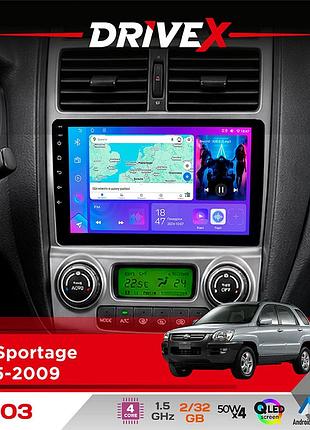 Штатна магнітола для kia sportage 2005-2009 drivex a-903 qled 9" android 4-ядерний 2+32гб 4x50w(tda7851) бездротовий carplay та