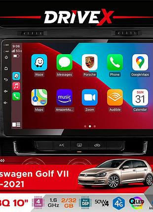 Штатна магнітола для volkswagen golf vii 2012-2021 drivex un8 qled 10" android 4-ядерний 2x32гб 4x45w бездротовий carplay та