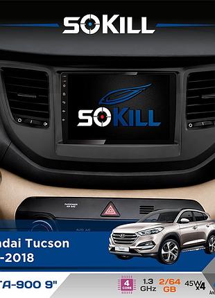 Штатна магнітола для hyundai tucson 2015-2018 sokill delta-900 9" android 4-ядерний 2+64гб 4x45w бездротовий carplay та
