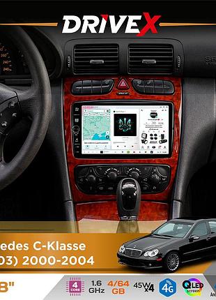 Штатна магнітола для mercedes c-klasse (w203) 2000-2004 drivex s3 qled 8" з фізичними кнопками android 8-ядерний 1.6ггц 4x64гб
