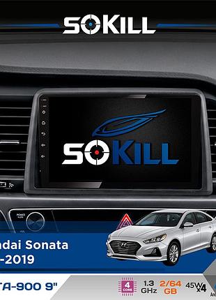 Штатна магнітола для hyundai sonata 2018-2019 sokill delta-900 9" android 4-ядерний 2+64гб 4x45w бездротовий carplay та