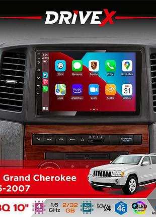 Штатная магнитола для jeep grand cherokee 2005-2007 drivex un8 qled 10" android 4-ядерный 2x32гб 4x45w беспроводной carplay и