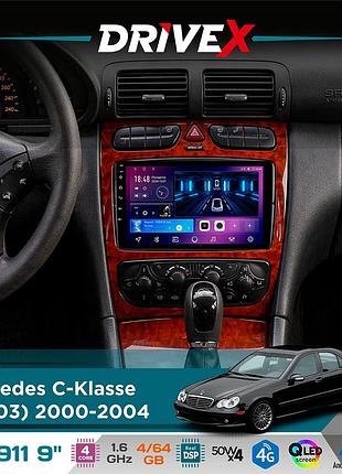 Штатная магнитола для mercedes c-klasse (w203) 2000-2004 drivex se-911 4+64гб qled 9" android 4-ядерный 4x50w(tda7851) dsp