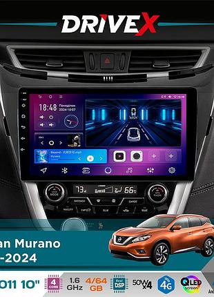 Штатна магнітола для nissan murano 2015-2024 drivex se-1011 qled 10" android 4-ядерний 4+64гб dsp 4x50w(tda7851) бездротовий