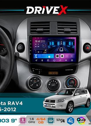 Штатна магнітола для toyota rav4 2006-2012 drivex se-903 qled 9" android 8-ядерний 4+64гб sim-картка 3g/4g dsp 4x50w(tda7851)
