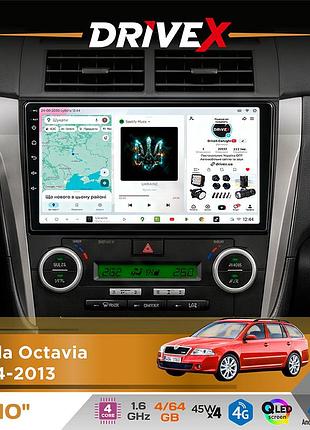 Штатна магнітола для skoda octavia 2004-2013 drivex s3 qled 10" android 8-ядерний 1.6ггц 4x64гб sim-картка 3g/4g 7388 4x45w asp