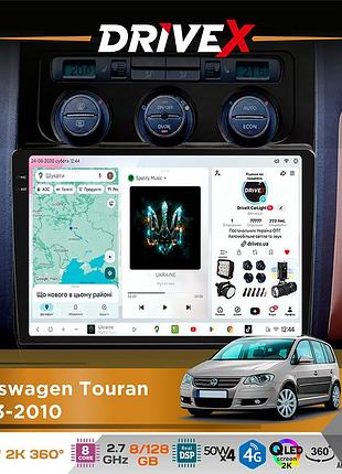 Штатна магнітола для volkswagen touran 2003-2010 drivex s7+ 2k qled 10" android 8-ядерний 2.7ггц 8x128гб sim-картка 3g/4g ak7808