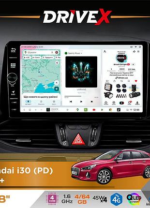 Штатная магнитола для hyundai i30 (pd) 2017+ drivex s3 qled 8" с физическими кнопками android 8-ядерный 1.6ггц 4x64гб sim-карта