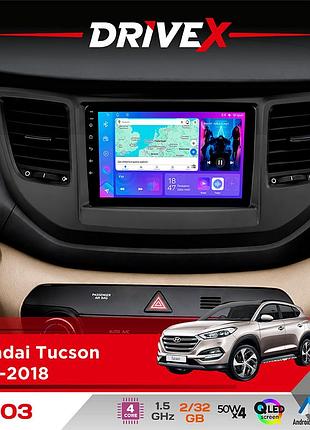 Штатная магнитола для hyundai tucson 2015-2018 drivex a-903 qled 9" android 4-ядерный 2+32гб 4x50w(tda7851) беспроводной carplay и