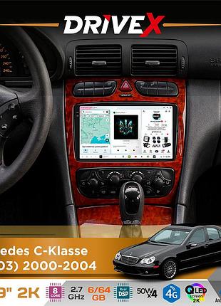 Штатная магнитола для mercedes c-klasse (w203) 2000-2004 drivex s7 2k qled 9" android 8-ядерный 2.7ггц 6x64гб sim-карта 3g/4g