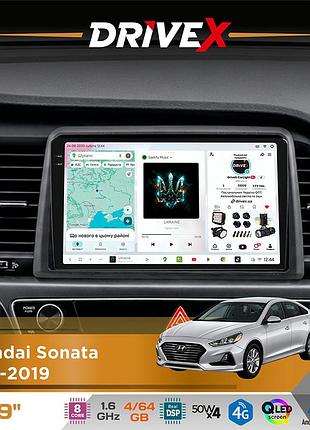 Штатная магнитола для hyundai sonata 2018-2019 drivex s4 qled 9" android 8-ядерный 1.6ггц 4x64гб sim-карта 3g/4g tda7851 4x50w dsp