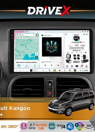 Штатная магнитола для renault kangoo 2013+ drivex s7+ 2k qled 9" android 8-ядерный 2.7ггц 8x128гб sim-карта 3g/4g ak7808 ab 4x50w