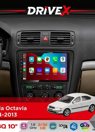 Штатная магнитола для skoda octavia 2004-2013 drivex un8 qled 10" android 4-х32гб 4x45w беспроводной carplay и androidauto