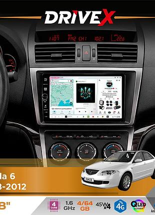 Штатна магнітола для mazda 6 2008-2012 drivex s3 qled 8" з фізичними кнопками android 8-ядерний 1.6ггц 4x64гб sim-картка 3g/4g