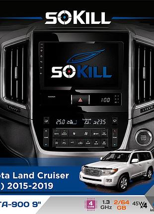 Штатна магнітола для toyota land cruiser (200) 2015-2019 sokill delta-900 9" android 4-ядерний 2+64гб 4x45w бездротовий carplay та