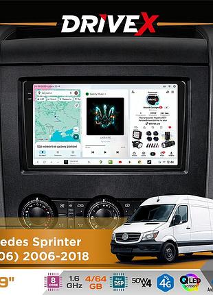 Штатная магнитола для mercedes sprinter (w906) 2006-2018 drivex s4 qled 9" android 8-ядерный 1.6ггц 4x64гб sim-карта 3g/4g tda7851