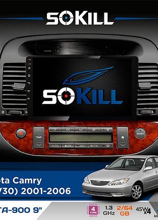 Штатная магнитола для toyota camry (acv30) 2001-2006 sokill delta-900 9" android 4-ядерный 2+64гб 4x45w беспроводной carplay и