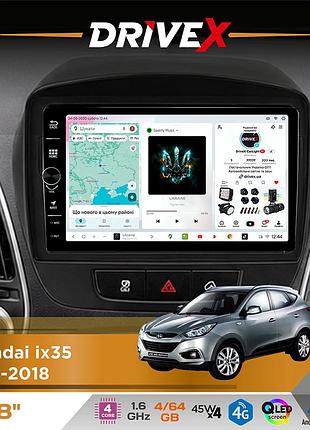 Штатная магнитола для hyundai ix35 2010-2018 drivex s3 qled 8" с физическими кнопками android 8-ядерный 1.6ггц 4x64гб sim-карта