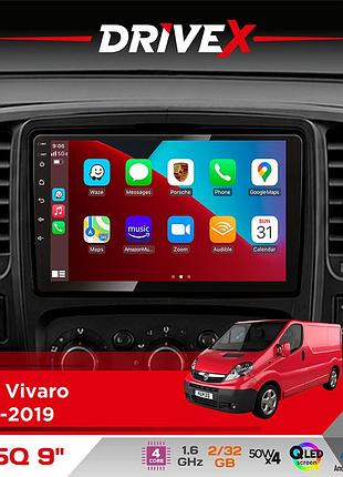 Штатная магнитола для opel vivaro 2014-2019 drivex un5 qled 9" android 4-ядерный 2+32гб 4x45w беспроводной carplay и androidauto