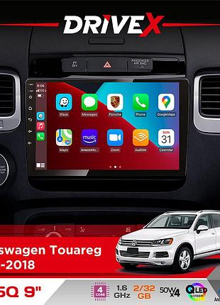 Штатна магнітола для volkswagen touareg 2010-2018 drivex un5 qled 9" android 4-ядерний 2+32гб 4x45w бездротовий carplay та